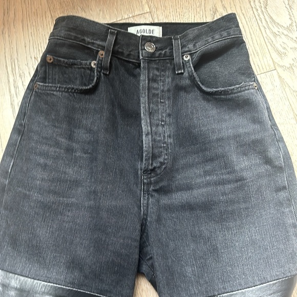 AGOLDE Pieced 90's Pinch Waist Jean in Howl & Detox Leather size 23 - Picture 8 of 8